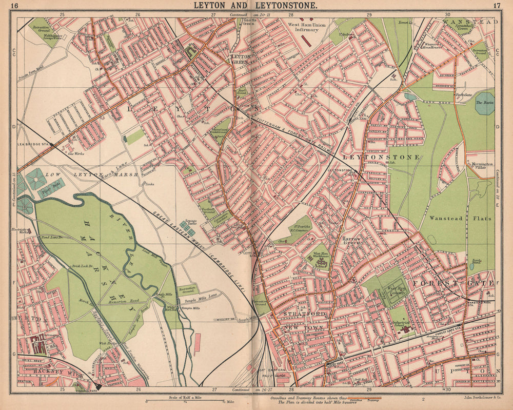 LONDON NE. Leyton Leytonstone Stratford Forest Gate Wanstead Hackney 1913 map