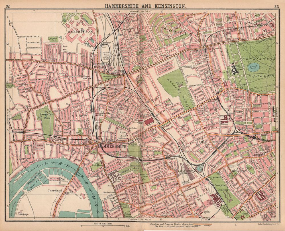 LONDON.Hammersmith Kensington Shepherd's Bush Earl's Court Notting Hill 1913 map