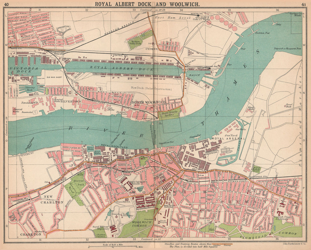 LONDON E. Royal Albert Dock Woolwich Plumstead Charlton Beckton 1913 old map