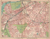 LONDON S.Battersea Clapham Stockwell Brixton Lambeth.Bus & tram routes 1913 map