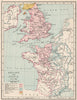 ENGLAND & FRANCE JULY 1185. Kingdoms & dependencies.English possessions 1907 map