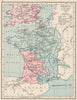 HUNDRED YEARS WAR. France in 1360. Treaty of Bretigny. English lands 1907 map