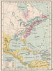 NORTH AMERICA & CARIBBEAN IN 1755. French British Spanish Dutch. SMALL 1907 map
