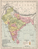 INDIA 1804. British (red) showing dates of cessation. Protected states 1907 map
