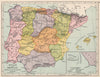 PENINSULAR WAR. Spain & Portugal showing battlefields. Inset Trafalgar 1907 map