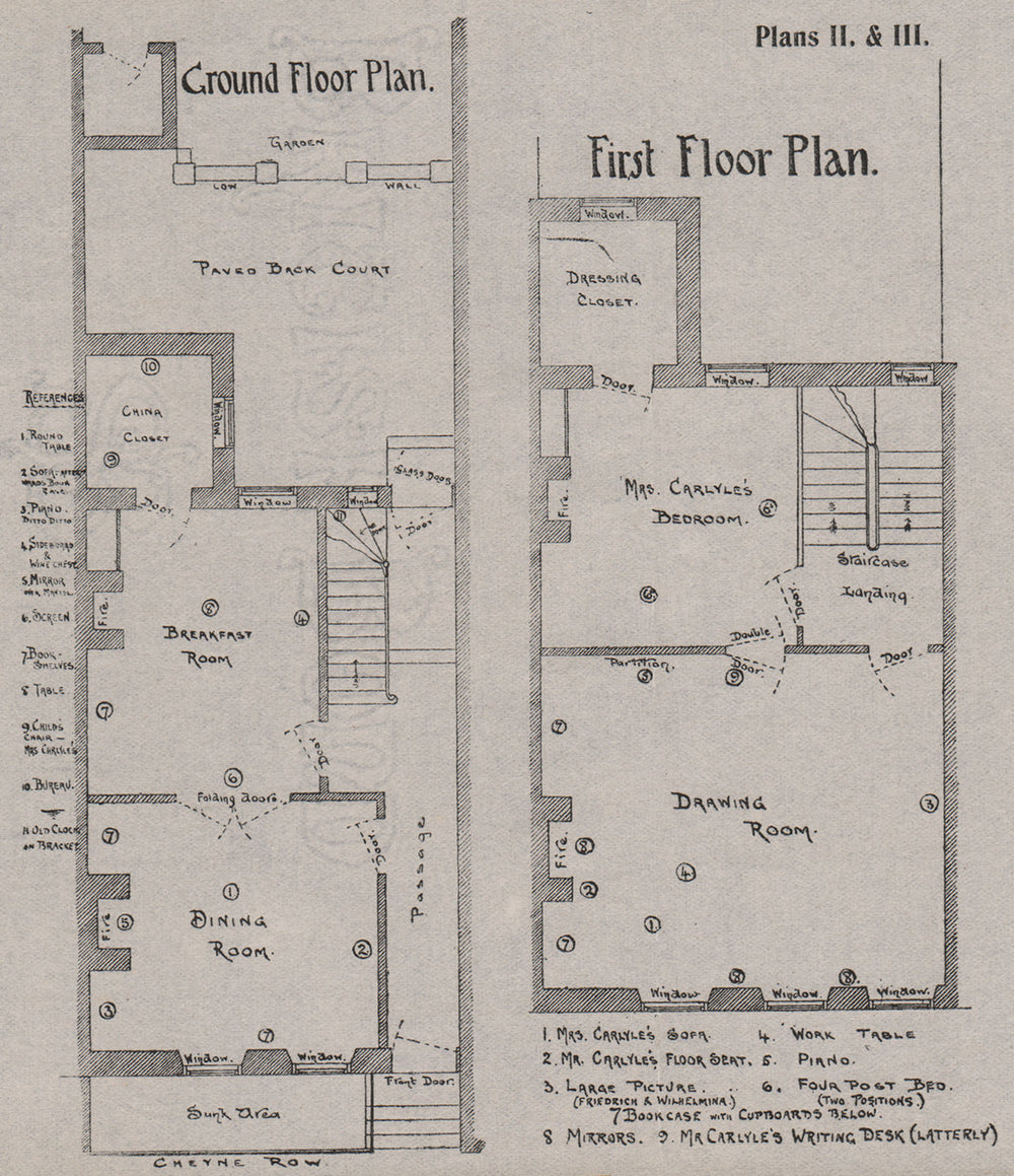 CHELSEA. Carlyle's House, 24 Cheyne Row. Ground floor plan; 1st. SMALL 1900 map