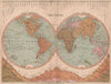 WORLD. Twin Hemispheres. Main rivers & mountains compared. COLLINS 1880 map