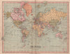 WORLD. Mercator's projection. British/Ottoman Empires &c. COLLINS 1880 old map