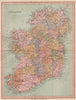 IRELAND. Showing counties & railways. COLLINS 1880 old antique map plan chart