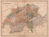 SWITZERLAND. In cantons. COLLINS 1880 old antique vintage map plan chart