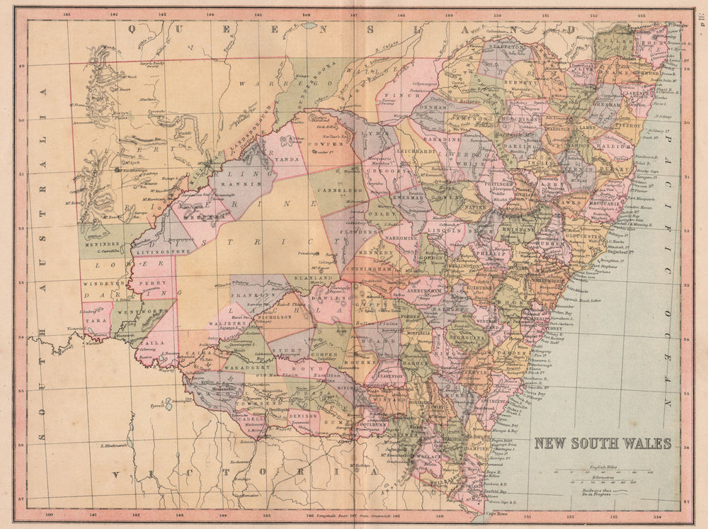 NEW SOUTH WALES.Counties.Albert Lower Darling Warrego Districts.COLLINS 1880 map