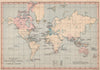 WORLD. Dates of European discovery & colonisation. COLLINS 1880 old map