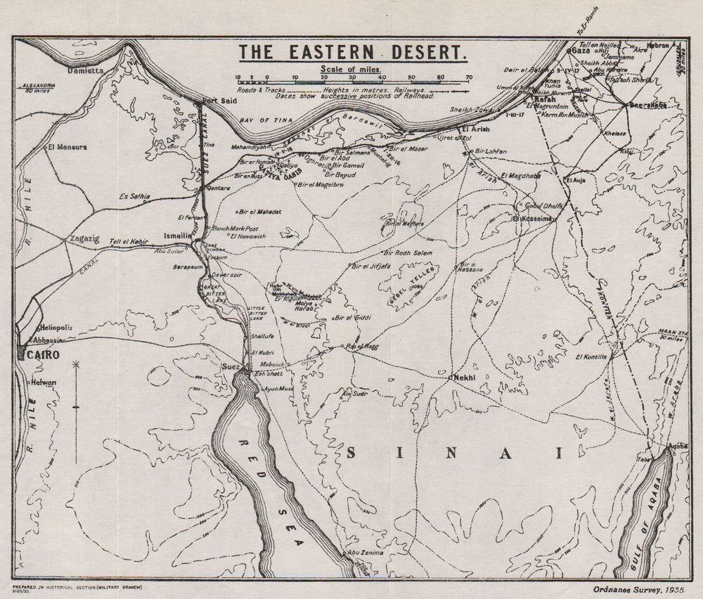 FIRST WORLD WAR. The Eastern Desert. Egypt 1935 old vintage map plan chart