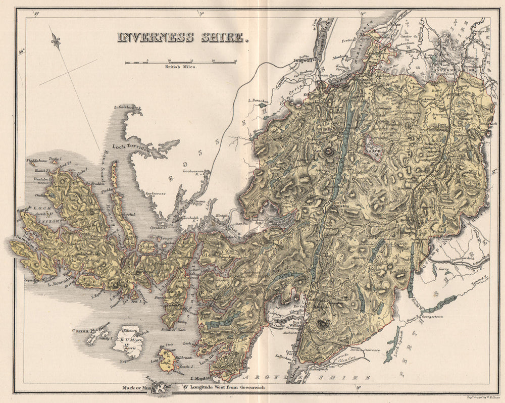 INVERNESS-SHIRE. Antique county map. Isle of Skye. Scotland. LIZARS 1885