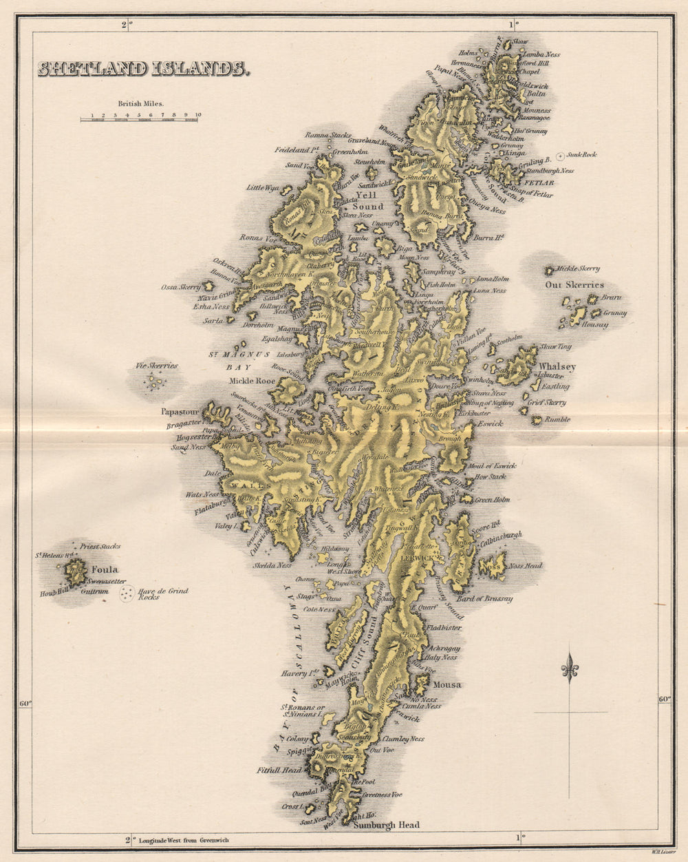 SHETLAND ISLANDS. Antique map. Scotland. Lerwick. LIZARS 1885 old
