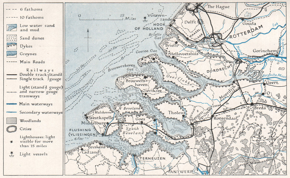 NETHERLANDS. Zealand & South Holland coast. WW2 ROYAL NAVY INTELLIGENCE MAP 1944