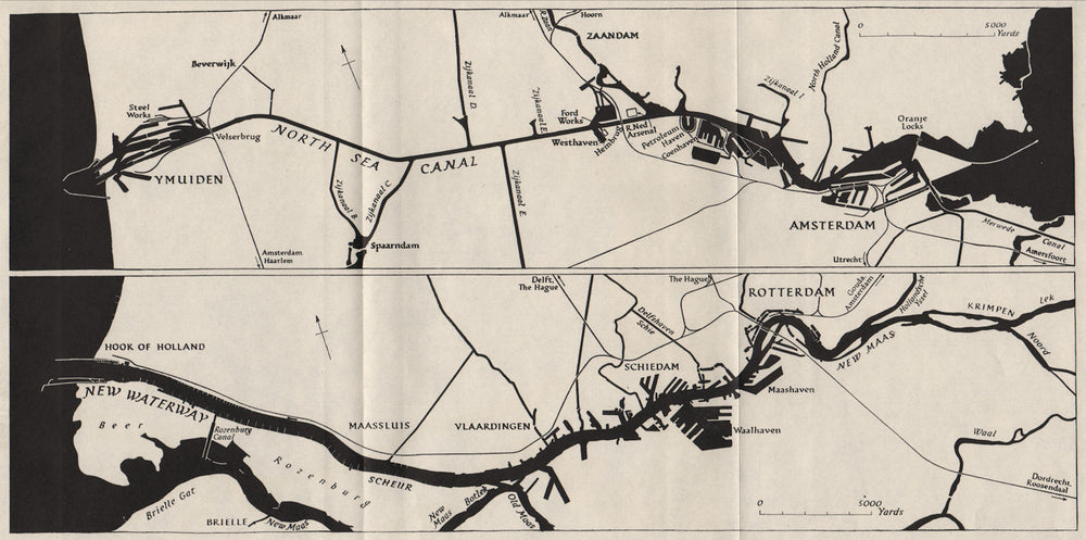 NETHERLANDS. New Waterway & North Sea Canal. WW2 RN INTELLIGENCE MAP 1944