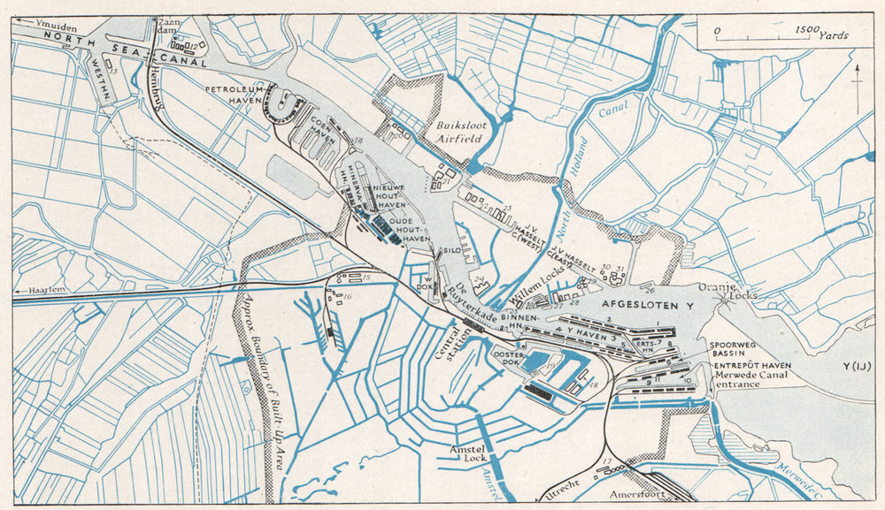 PORT OF AMSTERDAM. Netherlands. WW2 ROYAL NAVY INTELLIGENCE MAP 1944 old