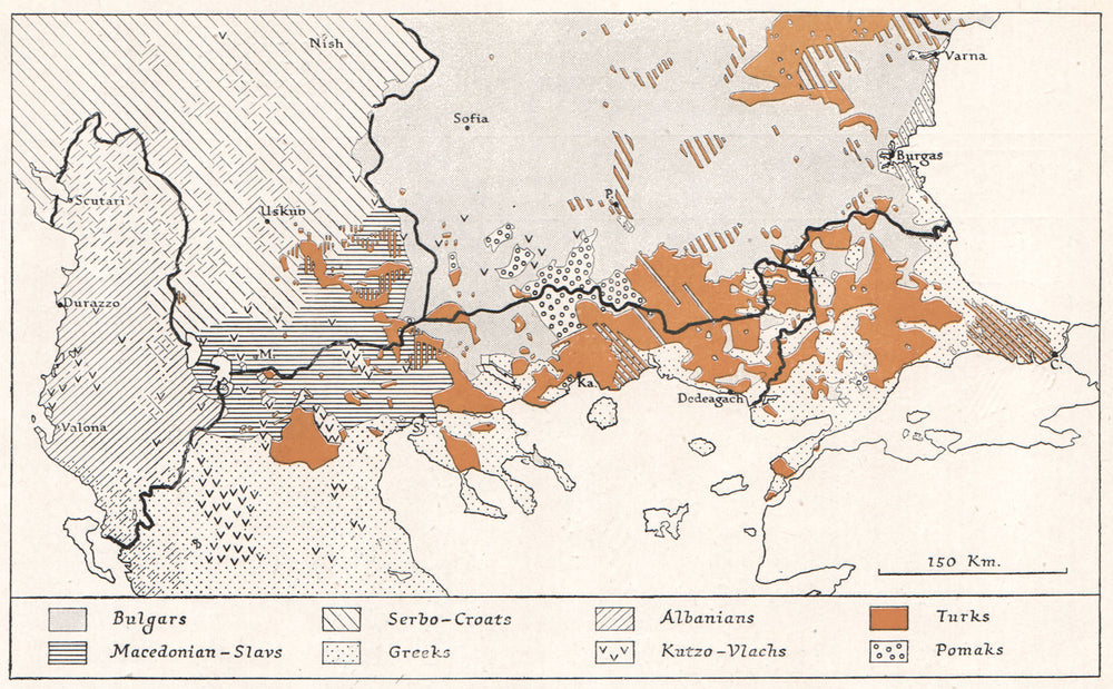 MACEDONIA. Ethnography (Serbian view) 1913. WW2 ROYAL NAVY INTELLIGENCE MAP 1944