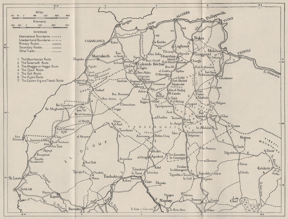 NORTH AFRICA. Trans-Saharan routes. WW2 ROYAL NAVY INTELLIGENCE MAP 1944