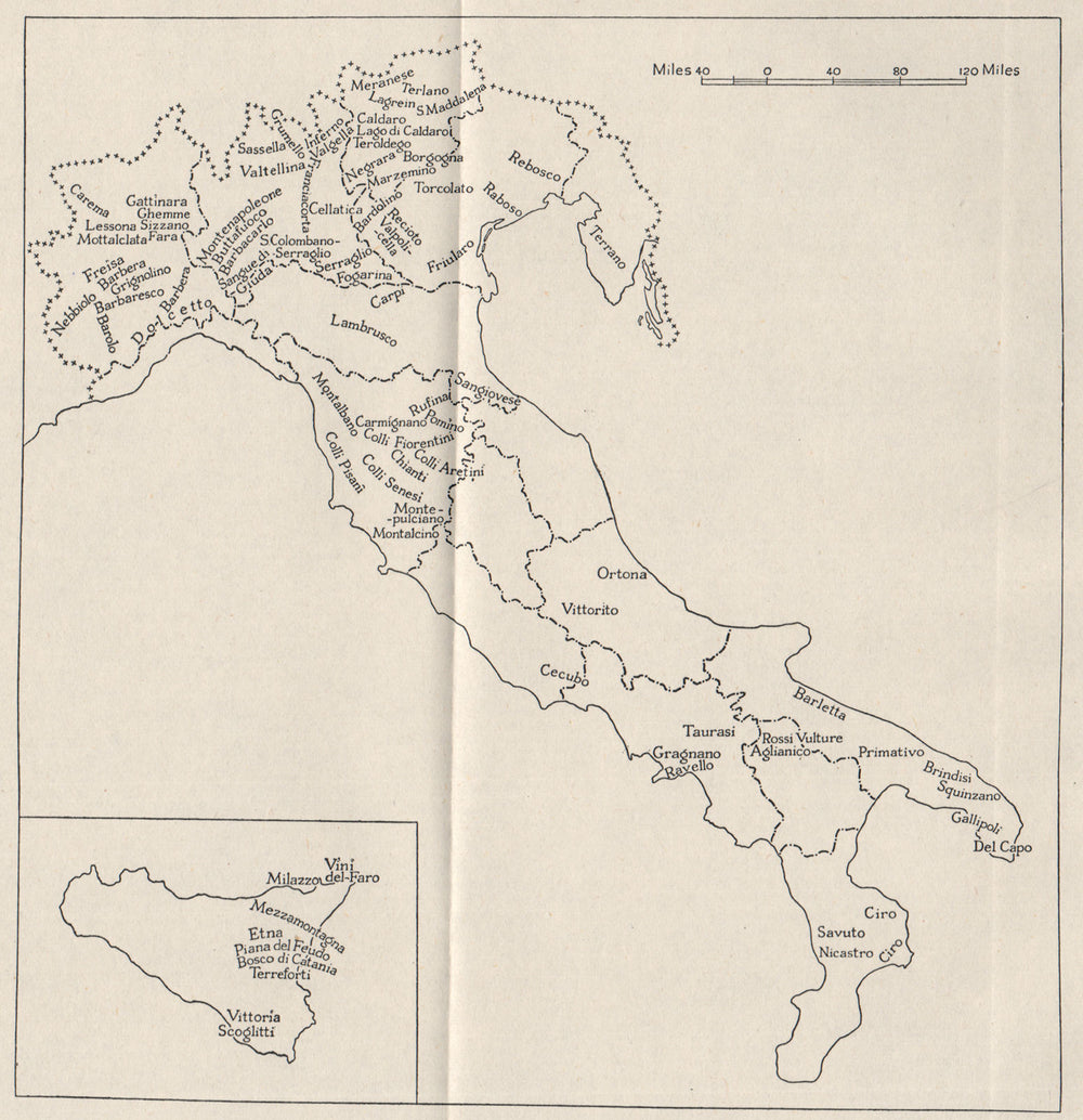 ITALY. Red wine regions. WW2 ROYAL NAVY INTELLIGENCE MAP 1945 old vintage