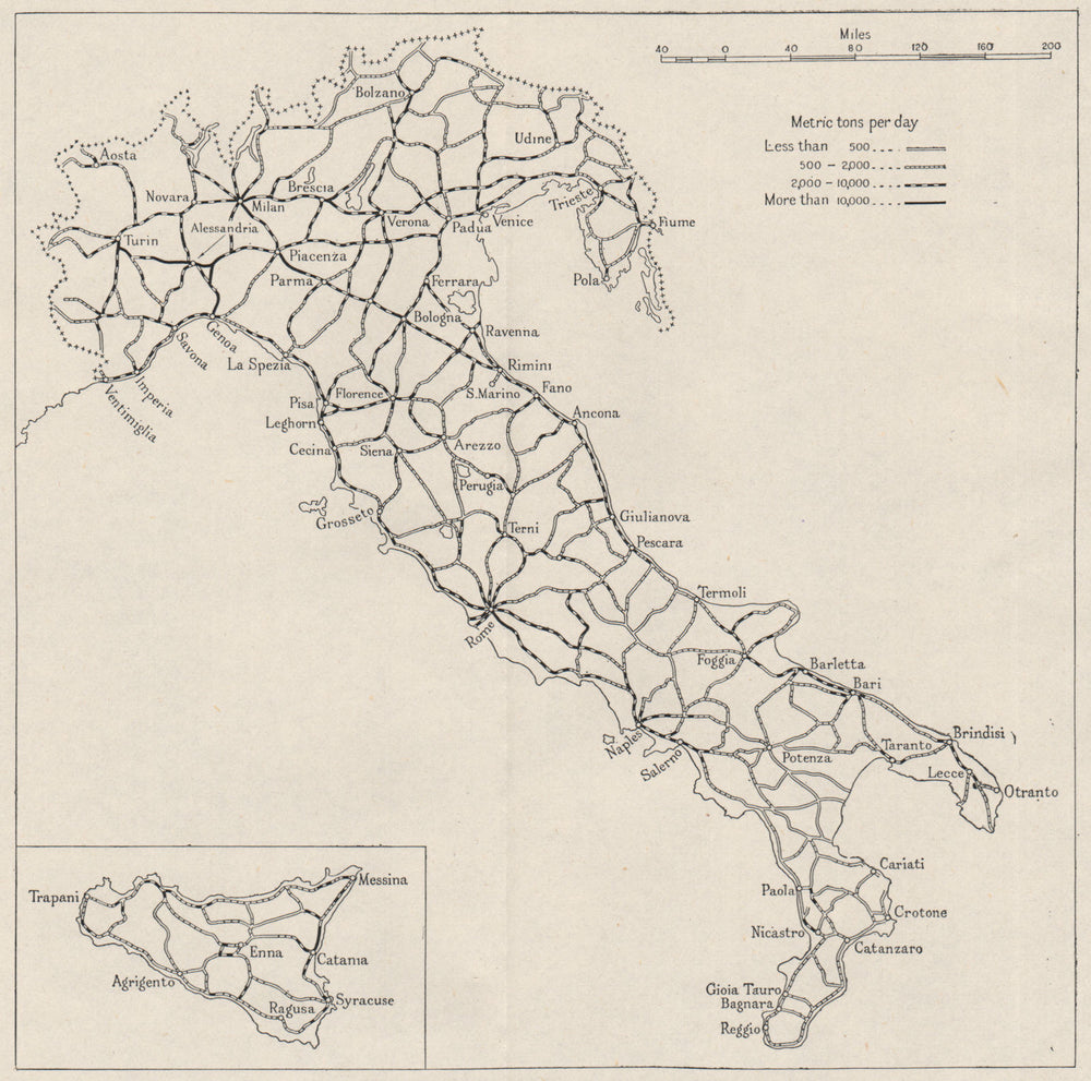 ITALY. Volume of road traffic, 1933. WW2 ROYAL NAVY INTELLIGENCE MAP 1945