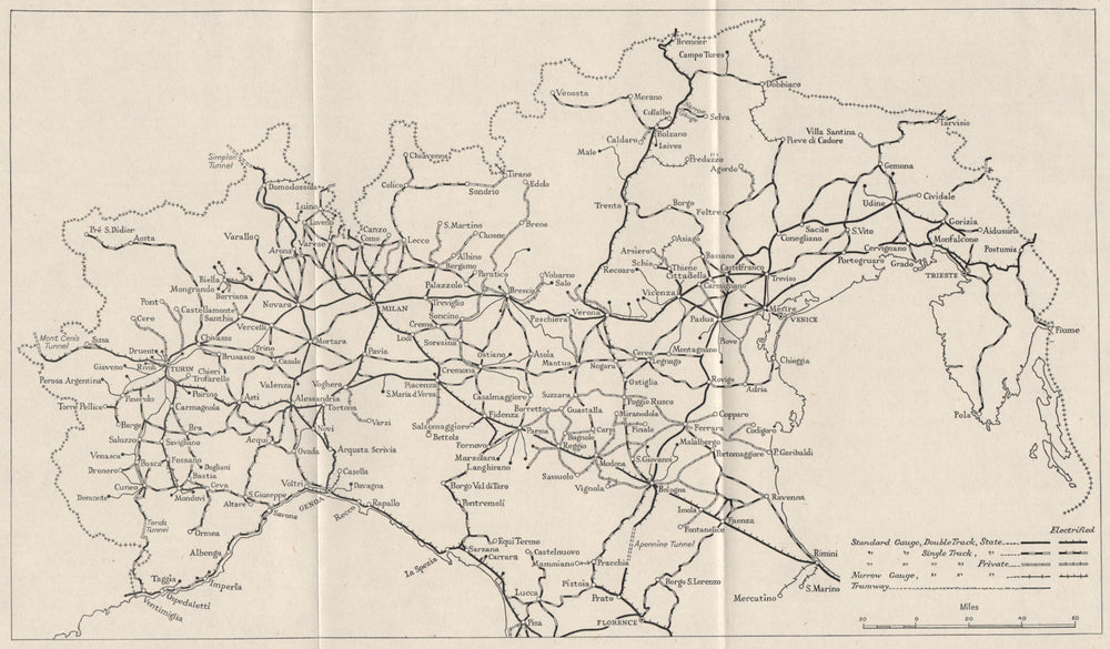 NORTHERN ITALY. Railways. WW2 ROYAL NAVY INTELLIGENCE MAP 1945 old vintage