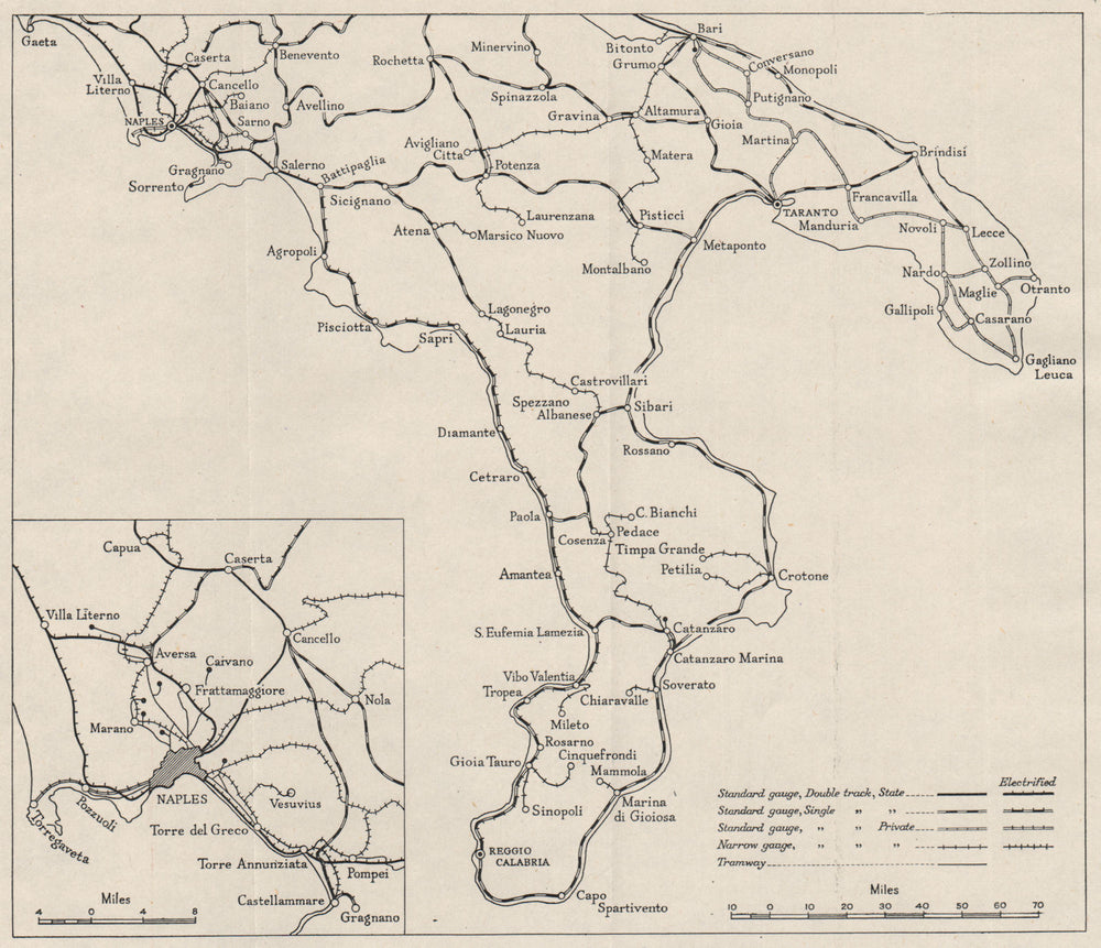 SOUTHERN ITALY. Railways. WW2 ROYAL NAVY INTELLIGENCE MAP 1945 old vintage