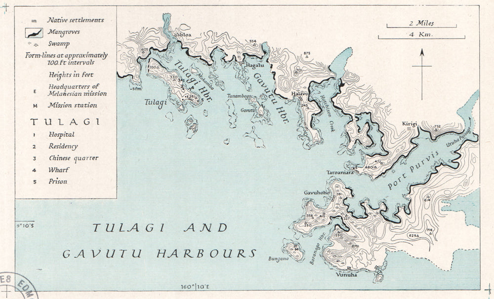 SOLOMON ISLANDS. Tulagi & Gavutu harbours. WW2 ROYAL NAVY INTELLIGENCE MAP 1944