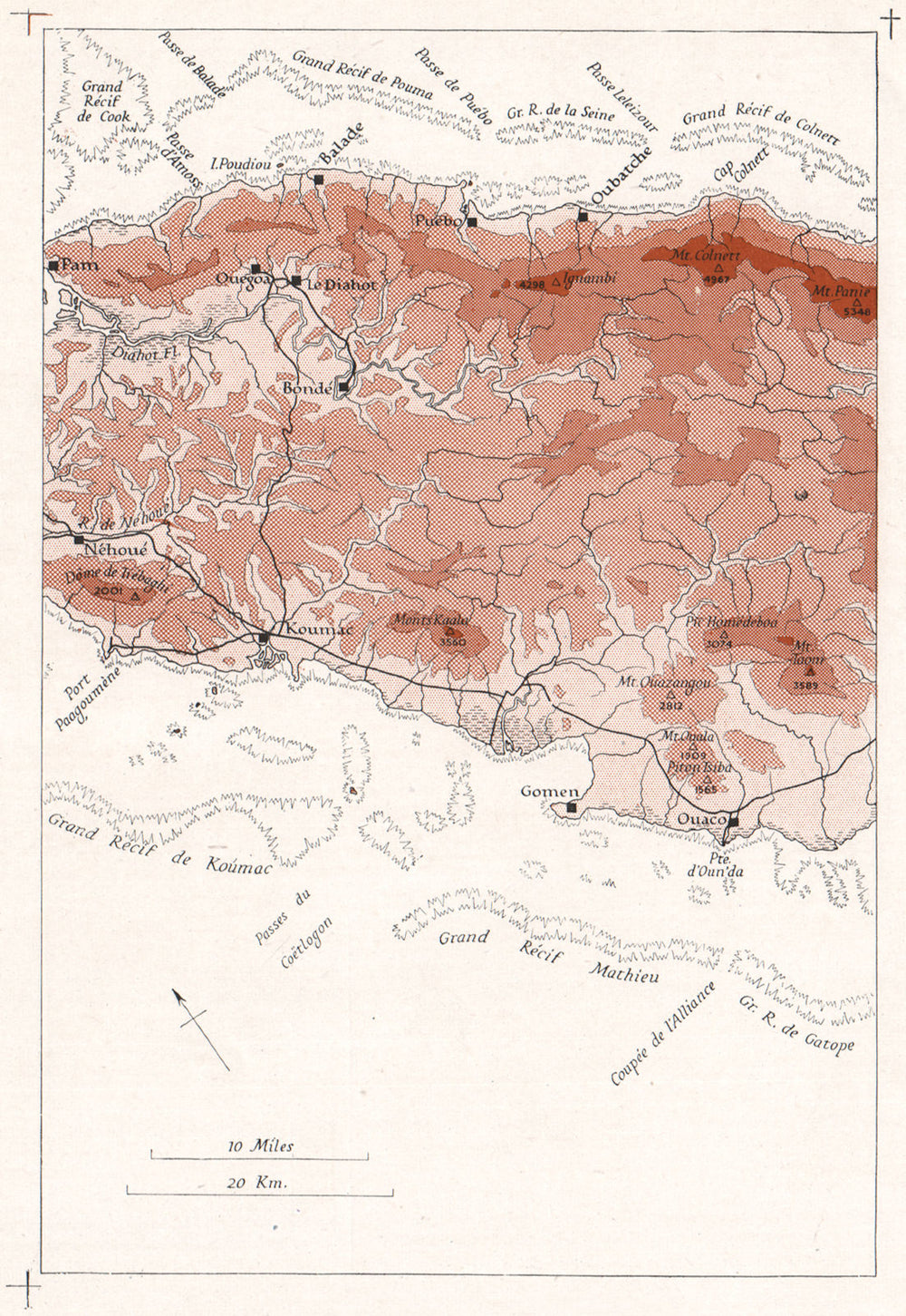 MELANESIA. New Caledonia. Pam-Ouaco. WW2 ROYAL NAVY INTELLIGENCE MAP 1944