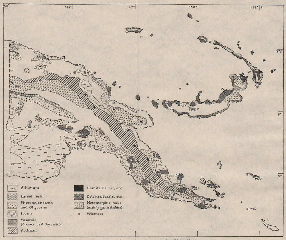 PAPAU NEW GUINEA. Geology. WW2 ROYAL NAVY INTELLIGENCE MAP 1944 old