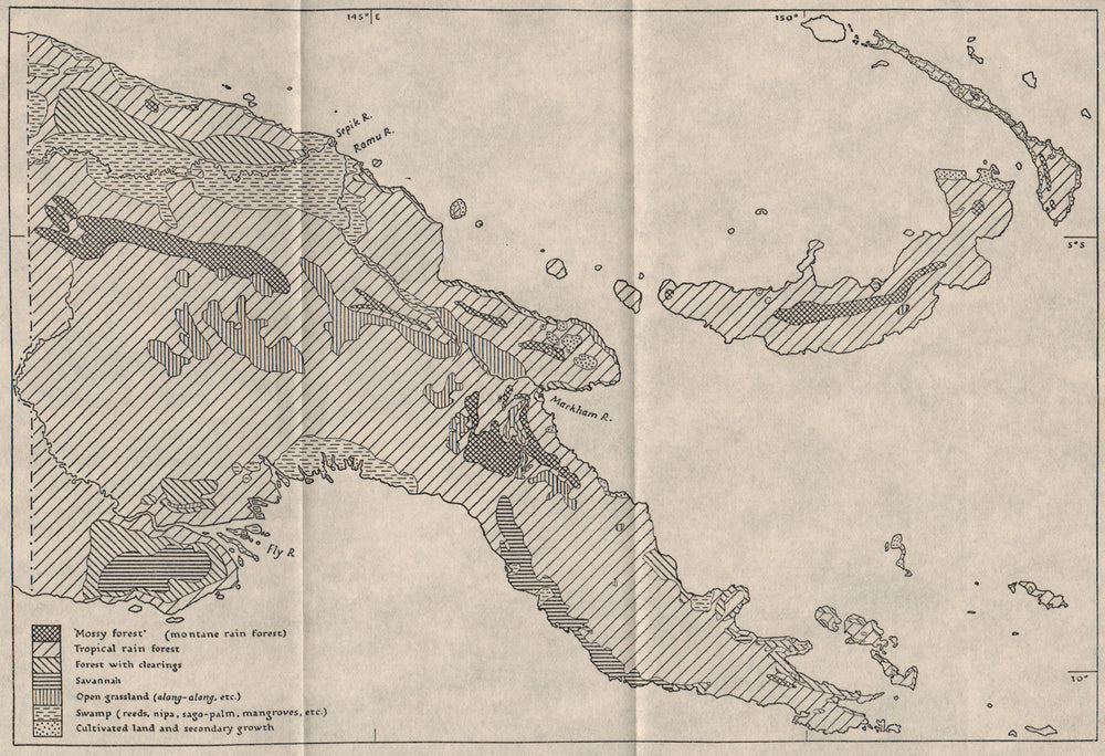 PAPAU NEW GUINEA.Vegetation.Bismarck archipelago.WW2 NAVY INTELLIGENCE MAP 1944
