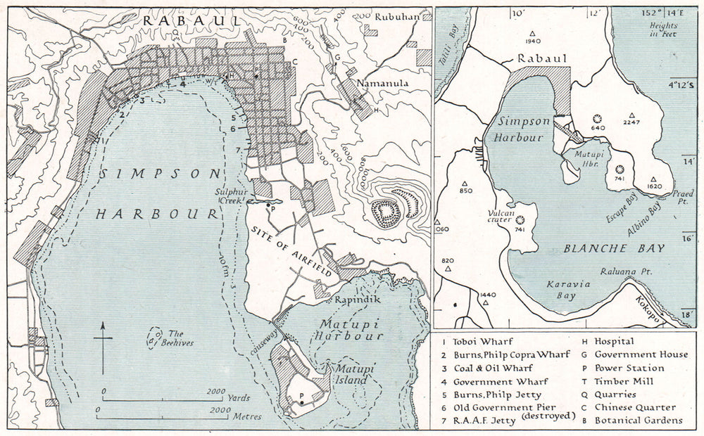 PAPAU NEW GUINEA. Rabaul. WW2 ROYAL NAVY INTELLIGENCE MAP 1944 old vintage
