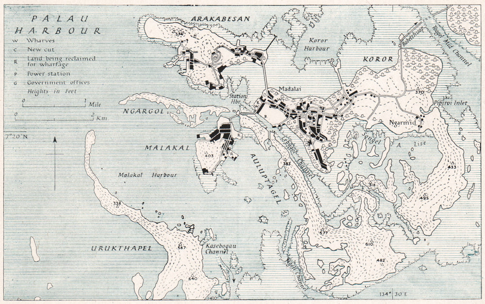 MICRONESIA. Palau harbour. WW2 ROYAL NAVY INTELLIGENCE MAP 1944 old