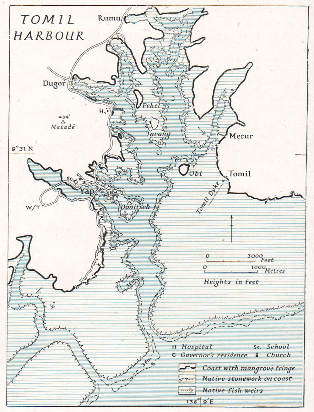 MICRONESIA. Tomil harbour, Yap. WW2 ROYAL NAVY INTELLIGENCE MAP 1944 old