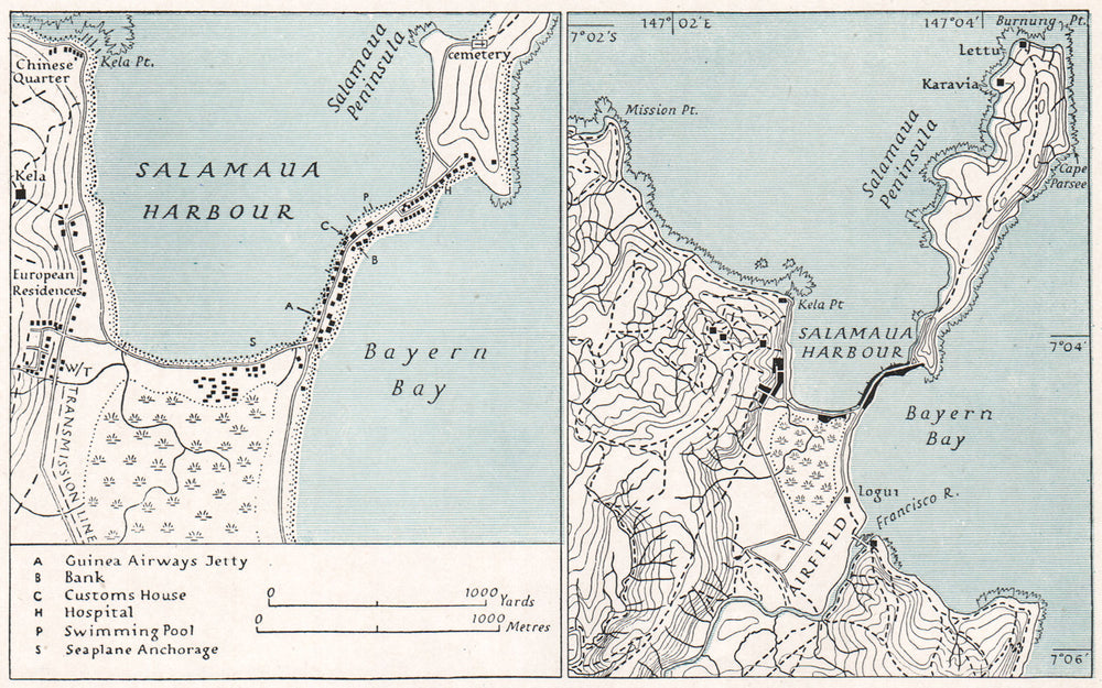 PAPAU NEW GUINEA. Salamaua & approaches. WW2 ROYAL NAVY INTELLIGENCE MAP 1944