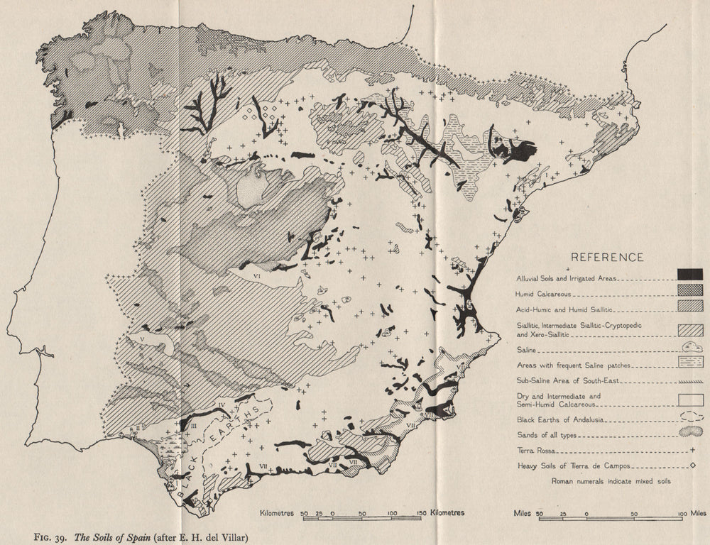 SPAIN. The Soils of Spain. WW2 ROYAL NAVY INTELLIGENCE MAP 1944 old