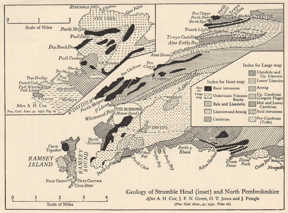 WELSH COAST. Geology of Strumble Head & North Pembrokeshire. St David's 1969 map