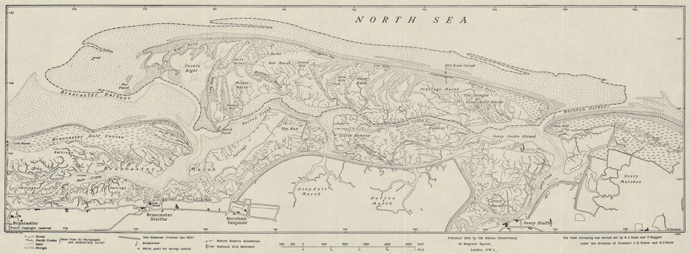 NORFOLK COAST. Scolt Head Island. Brancaster. Burnham Overy Staithe 1969 map