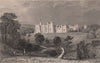 COUNTY DURHAM. Brancepeth Castle. ALLOM 1839 old antique vintage print picture