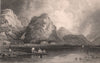LAKE DISTRICT. Derwent Water & Lodore, Cumberland. Cumbria. ALLOM 1839 print