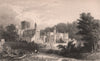 NORTHUMBERLAND. North West view of Brenckburn Priory 1839 old antique print