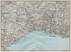 ITALIAN RIVIERA LIGURE PONENTE. Genova Genoa Savona Nervi Varazze 1924 old map