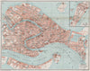 VENEZIA. Vintage town city map plan. Inset Lido. Venice 1924 old antique