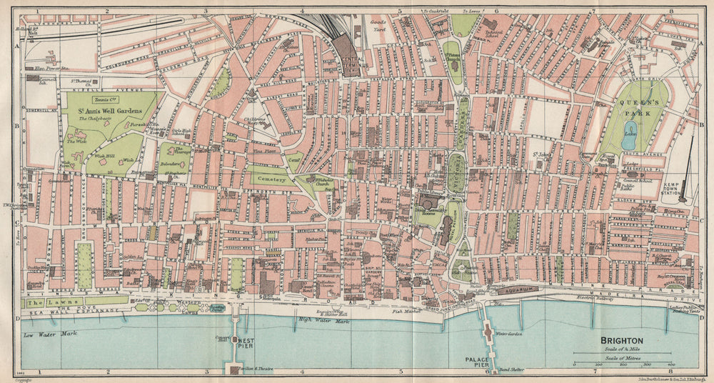 BRIGHTON. Vintage town city map plan. Sussex 1930 old vintage chart
