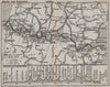 ROUTE DES PYRÉNÉES. Vintage map. Carte routière. Cross section. Pyrenees 1921