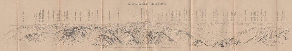 PIC DU MIDI DE BIGORRE. Vintage panorama. Hautes-Pyrénées. Pyrenees 1921 map