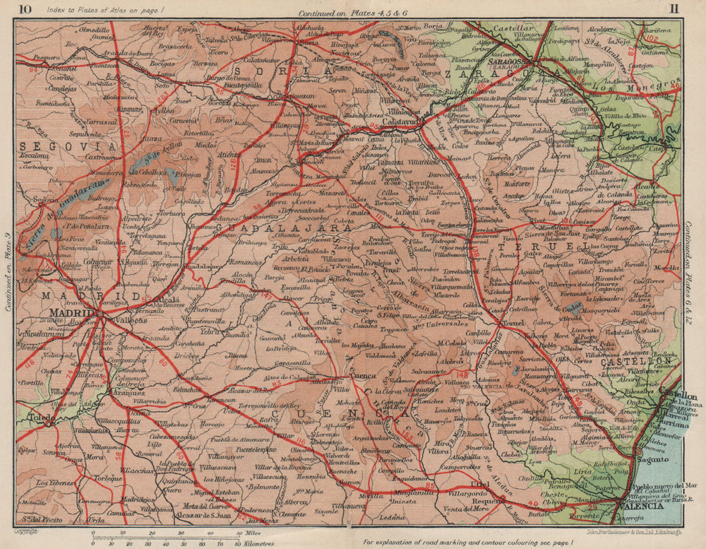 VALENCIA CASTILLA LA MANCHA. Vintage map plan. Spain Madrid 1930 old