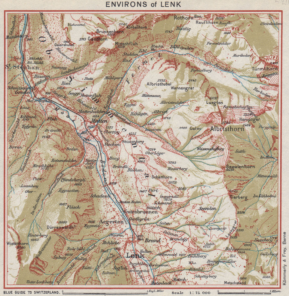 LENK ENVIRONS.St Stephan Matten Albristhirn.Switzerland.Ober-Simmental 1948 map