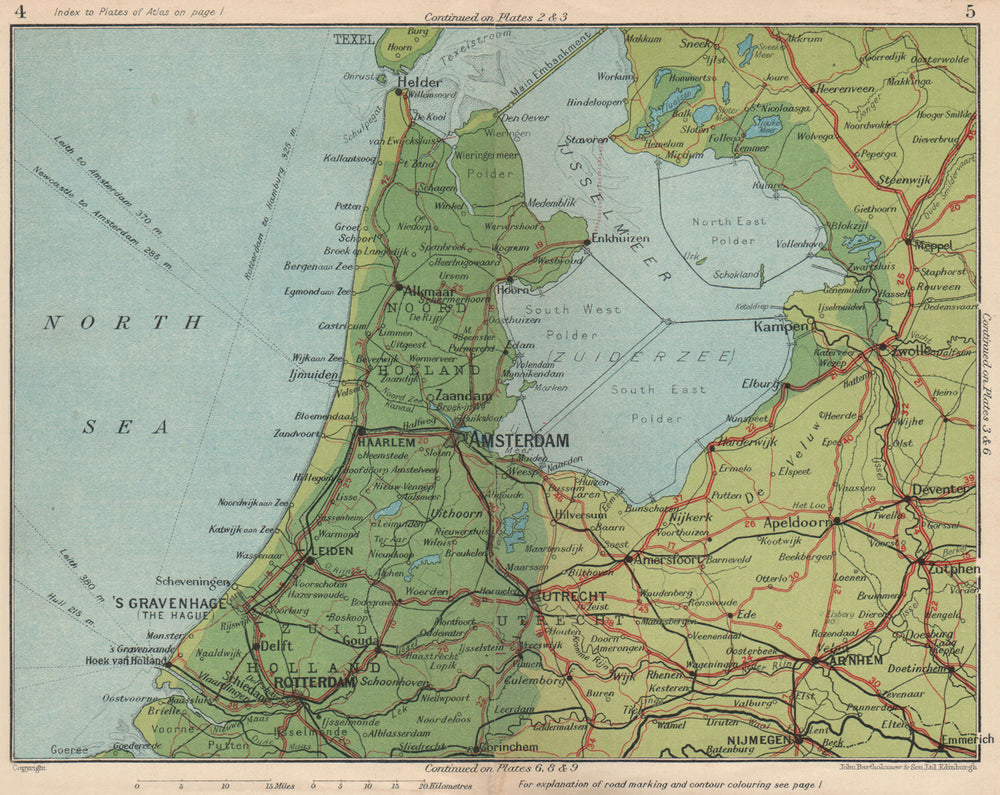 CENTRAL NETHERLANDS. Vintage map plan. Holland Utrecht Arnhem Nijmegen 1933